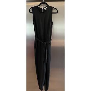 Garnet Hill Jumpsuit Sleeveless Womens Black Belt Tencel Lyocell S